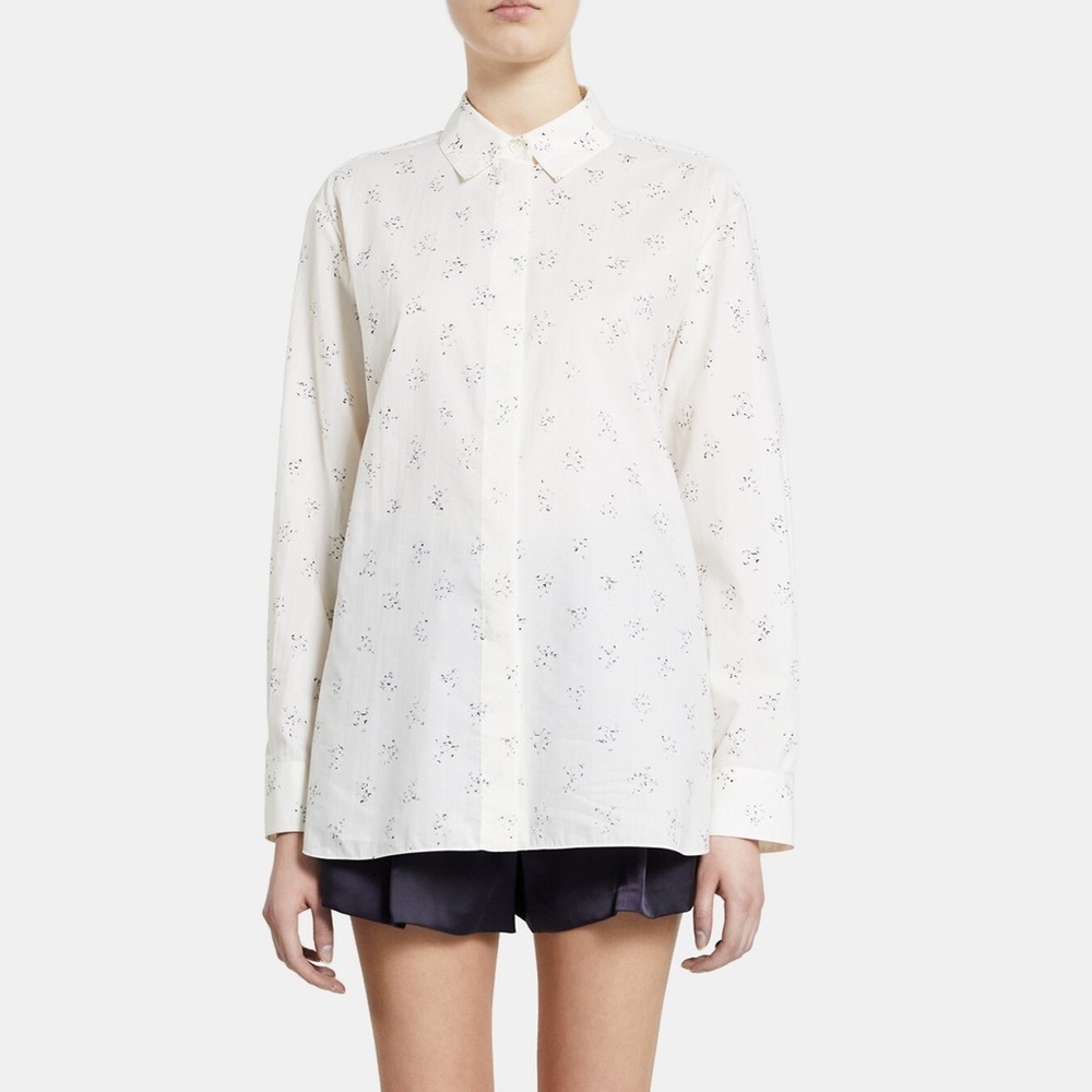 NWT Theory Printed Cotton Buttondown